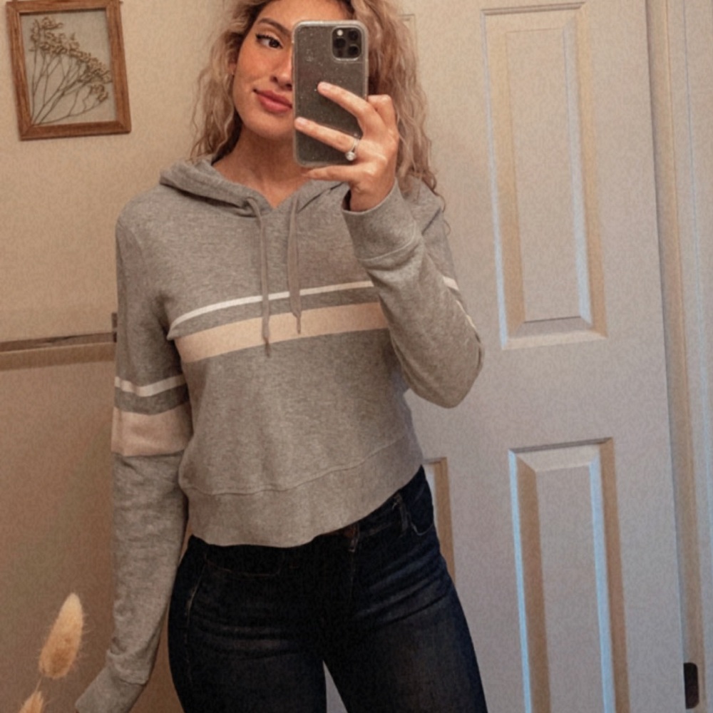 Grey Crop Hoodie